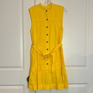 Banana Republic Yellow Sleeveless Belted Dress Medium Tall